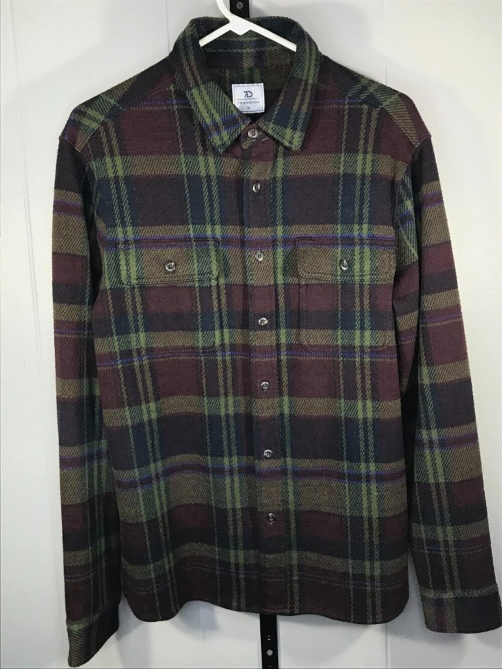7 Diamonds Generation Soft Flannel Shirt Mens MD Red Green Plaid Soft Stretch